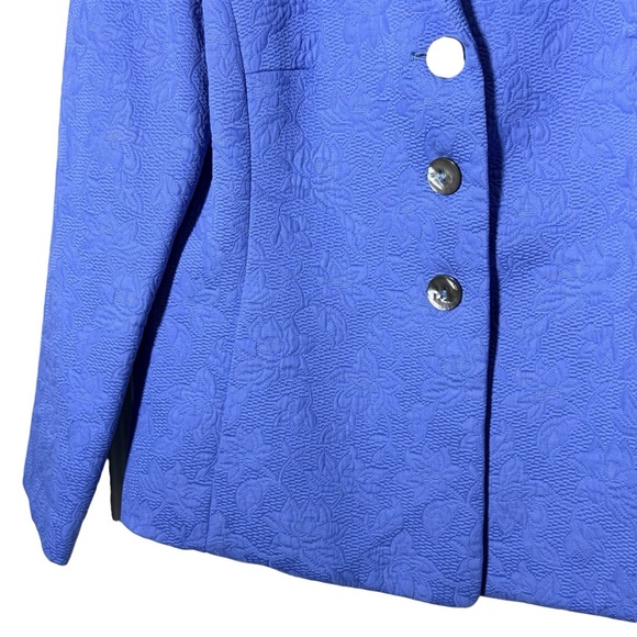 Nina McLemore Cornflower Blue Floral Embroidered Brocade Jacquard Jacket Blazer - Picture 5 of 9